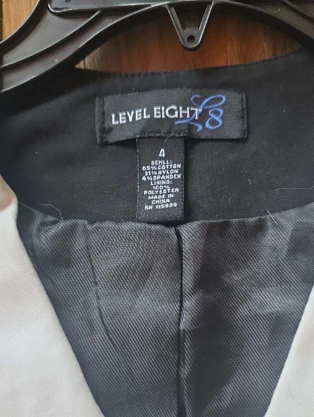 Le Suit Black Dress with Light Gray Contrast V-Detail - Picture 2 of 4